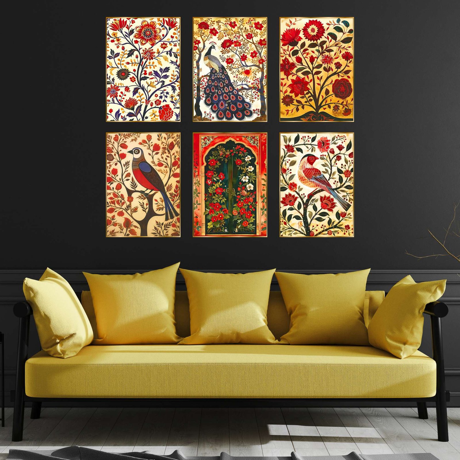 Set of Six Wall Paintings for Wall Dacoration Golden Framed Wall Paintings for Living Room & Bedroom Wall Art for Home Decoration & Office Wall Décor (13x10 inch CH-GD6-9) - Image 2
