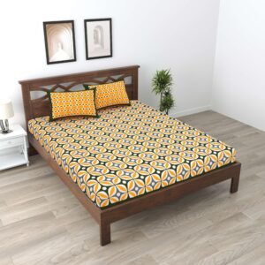 Rajasthani Traditionally Printed Cotton Doublebed Bedsheet With Pack of 2 Pillow Covers